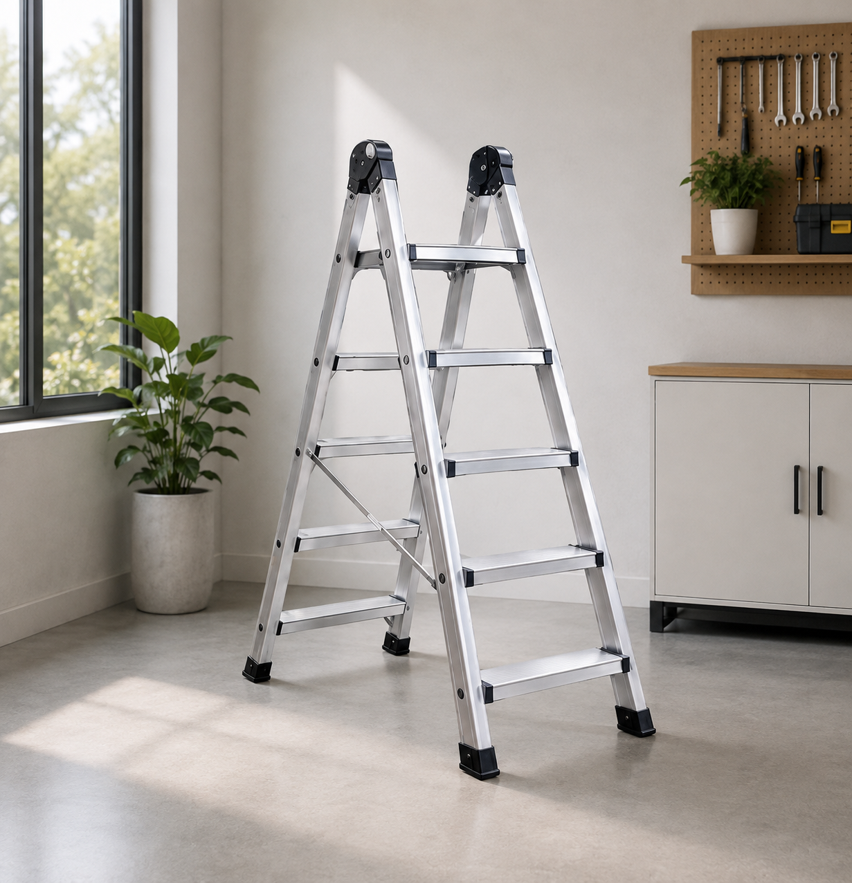 Aluminium Folding Factory Ladder Double Steps