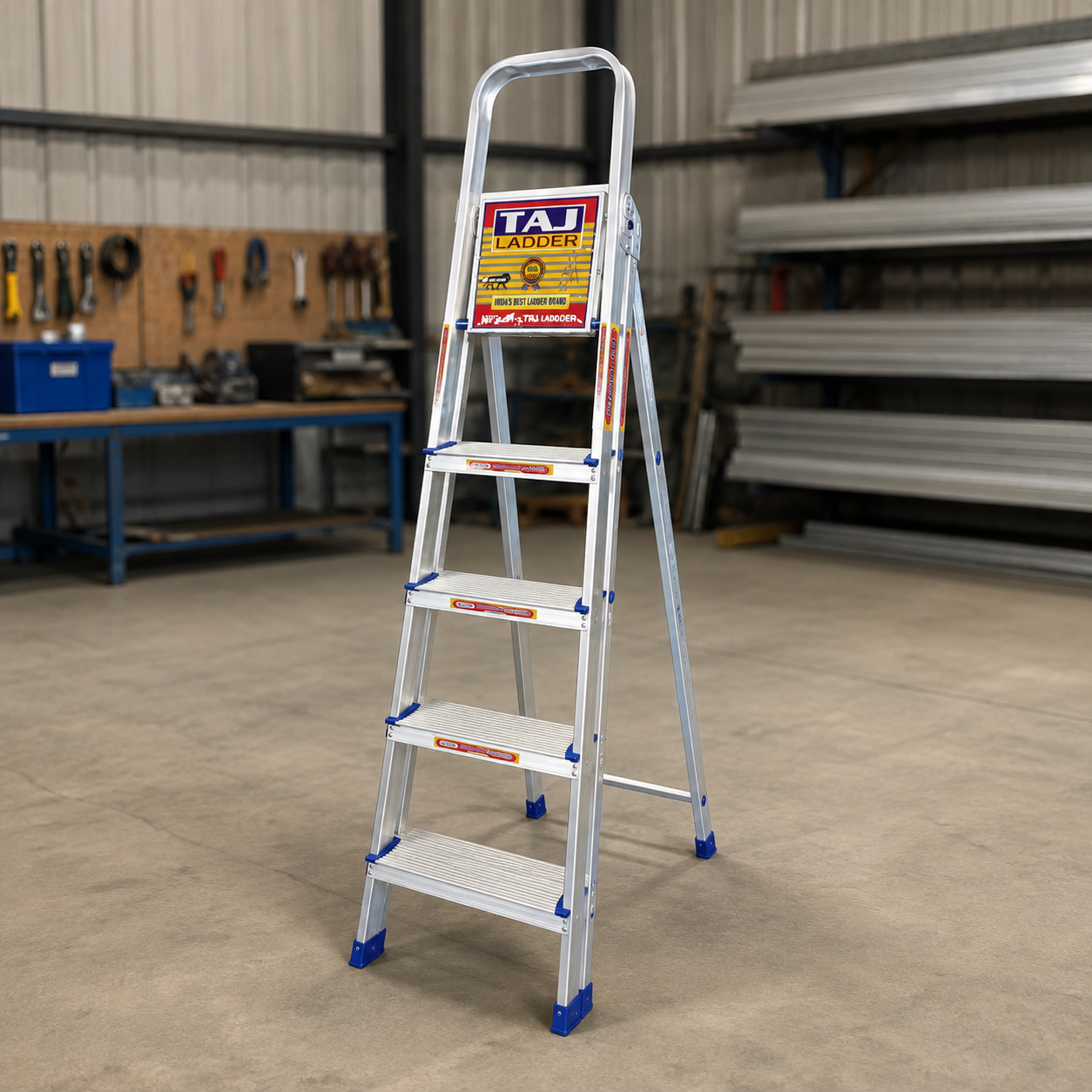 Aluminium Single Ladder With Handrail